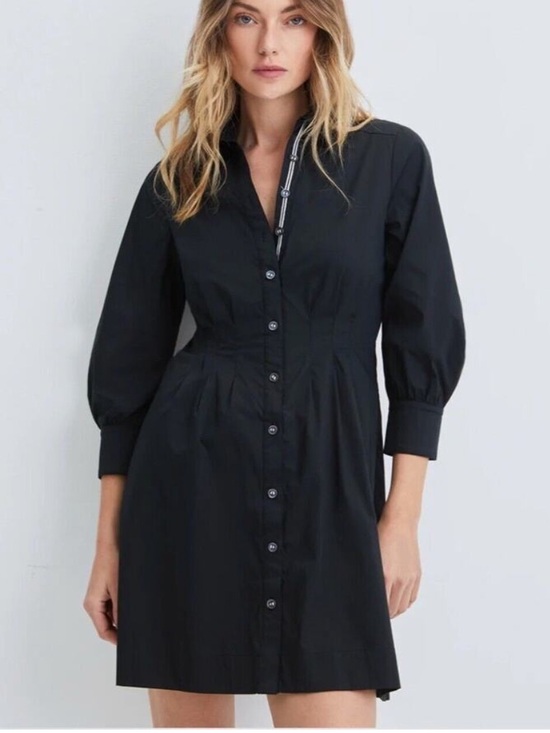 Veronica Beard Dresses & Skirts - Veronica Beard Black Polina Button Front Open Back Mini Dress